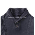 Men's Shawl Collar Sweater Button Cable Knit Pullover